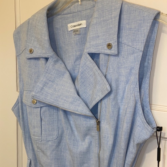 NEW CALVIN KLEIN MOTO BLUE WRAP DRESS SZ 12 NEW WITH TAGS - Picture 9 of 10